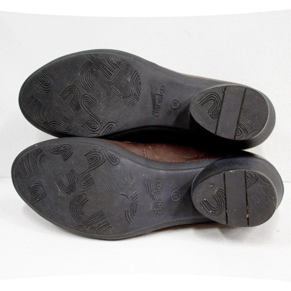 Dansko Robin Chocolate Burnished Leather Low Heel Slip-On Shoes